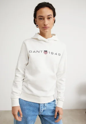 GANT PRINTED GRAPHIC HOODIE - Bluza - eggshell